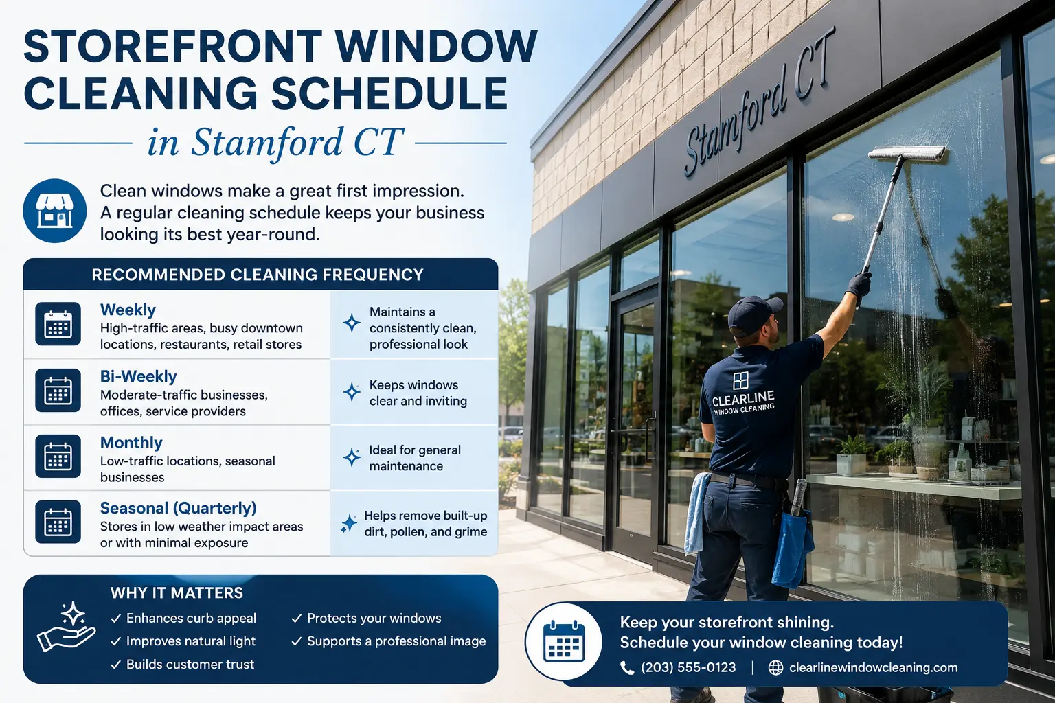 Storefront Window Cleaning Schedule in Stamford CT
